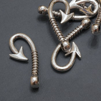 Fourniture de pendentif – Crochet, diamètre 16 × 39 mm ±, conditionnement 20 g, 5 pièces (+/-)