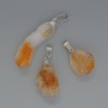 Pendentif en citrine naturelle, pierre variée, diamètre environ 15×29 mm, longueur environ 35 mm, sur support argenté