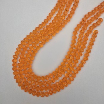 Perles en cristal tchèque orange transparentes facettées, rondelle, diamètre 8×6 mm, longueur ±41 mm, sur fil