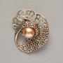 Broche Accent perle jaune métal doré 41×39 mm