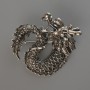 Broche-pendentif Dragon en métal argenté 42×42 mm
