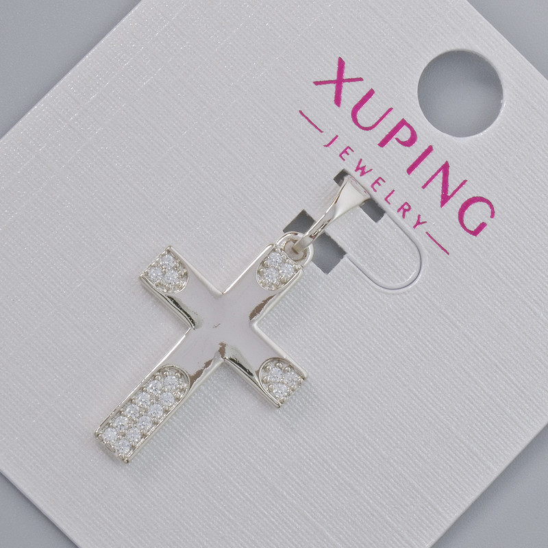 Pendentif « Croix » Xuping rhodié avec strass blancs