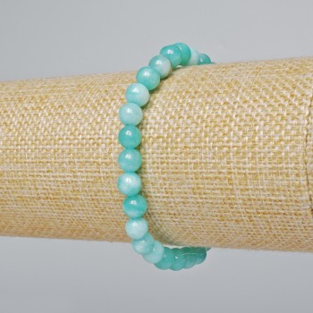Bracelet en amazonite artificielle – billes lisses, diamètre 6,5 mm, longueur 18 cm ± (élastique)
