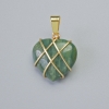 Pendentif «Cœur» en agate mousse dans un tressage doré, diamètre 20×20 mm ±, longueur 30 mm ±