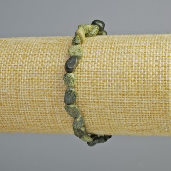 Bracelet en serpentine naturelle, perles roulées, diamètre 7 × 9 mm, longueur 18 cm +/- (élastique)