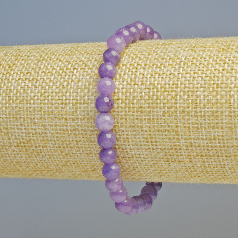 Bracelet lépidolite – boules lisses, diamètre 6,5 mm ±, longueur 18 cm, élastique