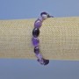 Bracelet en améthyste galetée, diamètre 8 mm ±, longueur 18 cm ±, élastique