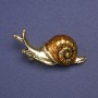Broche - Escargot émaillé jaune, couleur métal doré, 18×38 mm+