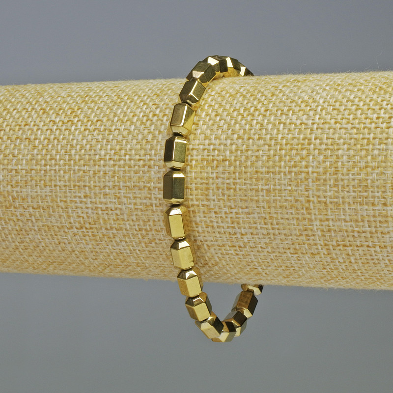 Bracelet en hématite hexagonal doré, diamètre 5 × 8 mm, longueur 18 cm, élastique