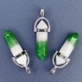 Pendentif hexagonal en quartz vert teinté 41×8 mm+