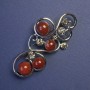 Broche en cornaline et strass gris couleur argent 75×37 mm+