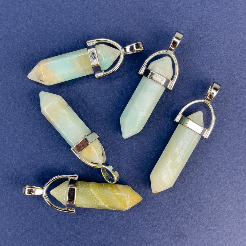 Pendentif en amazonite hexagonal 40 mm+
