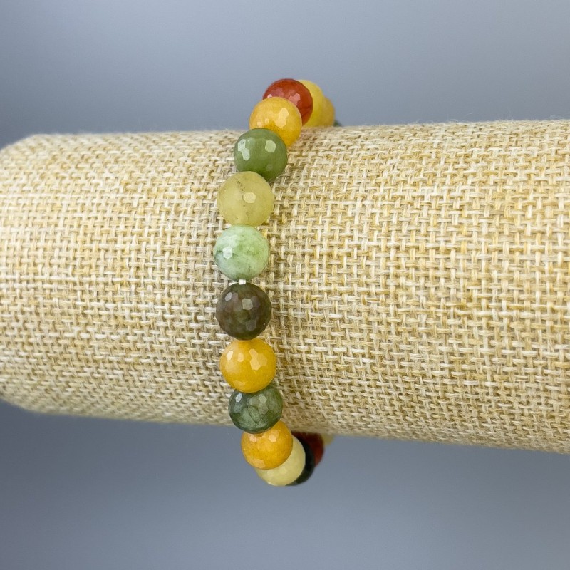 Bracelet assorti de perles facettées de 8 mm, longueur 18 cm ±, élastique