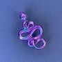 Broche-pendentif Serpent violet-bleu, métal argenté, 37 × 22 mm +