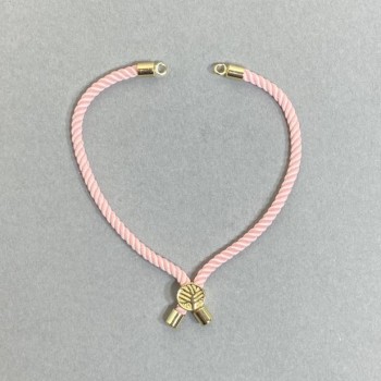 Base pour bracelet en textile, diamètre de la partie textile environ 5,5 mm, couleur rose avec insert métallique doré, diamètre environ 8 mm, longueur 10,5 cm