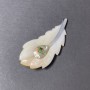 Broche-pendentif Haliotis Plume blanche, métal argenté, 60×27 mm+