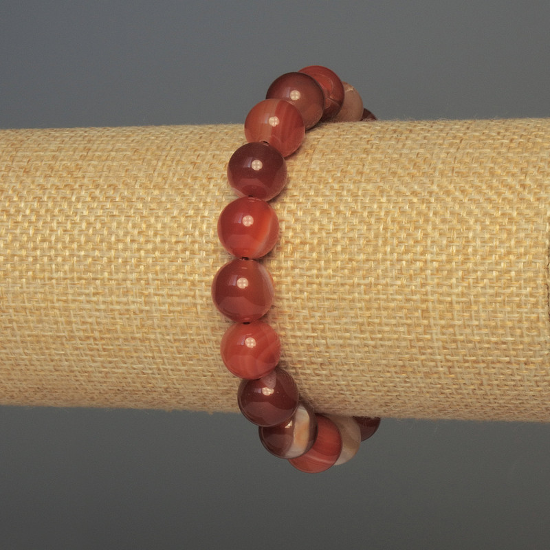 Bracelet en agate, perles lisses, diamètre 10 mm, longueur 18 cm, élastique
