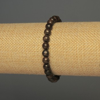 Bracelet en bronzite, billes lisses, diamètre 6 mm ±, longueur 18 cm ±, élastique