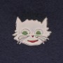 Broche Chat blanc émail métal argenté 27×22 mm+