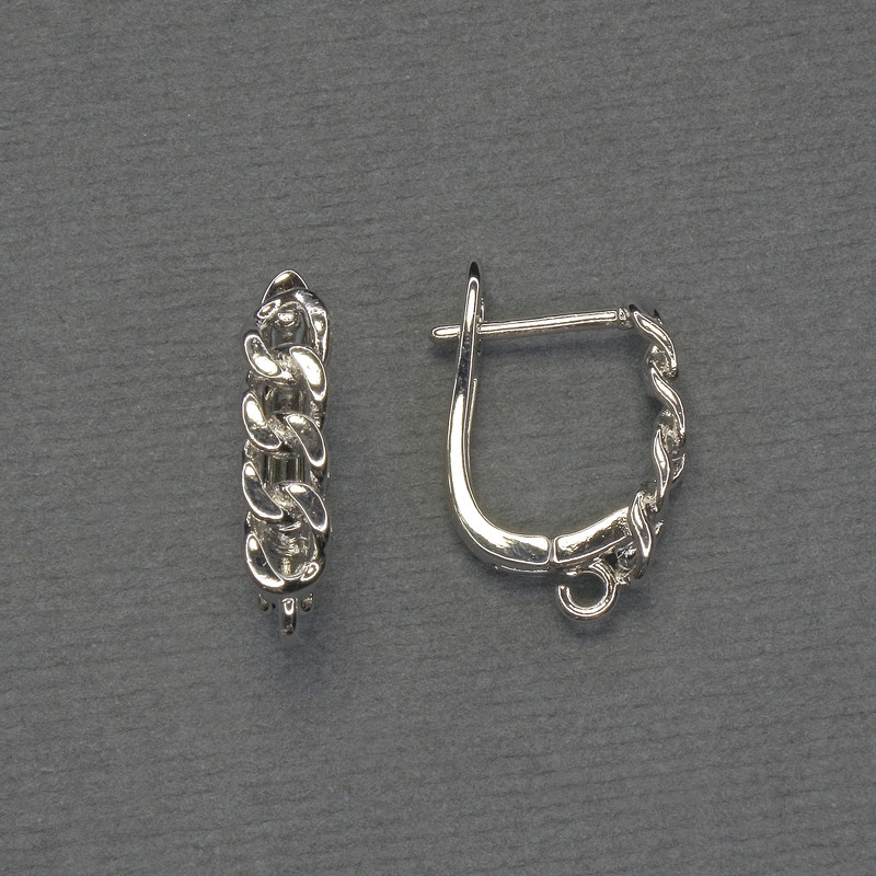 Crochets d'oreilles en métal argenté 18×4 mm - paire