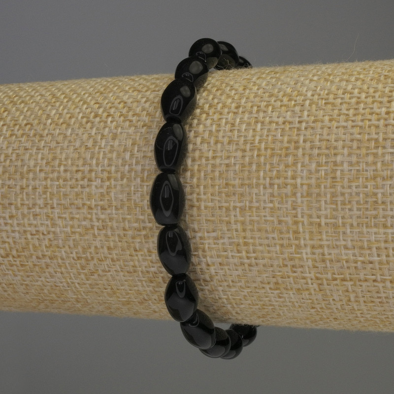 Bracelet en agate grain, diamètre 10×6 mm, longueur 18 cm, élastique