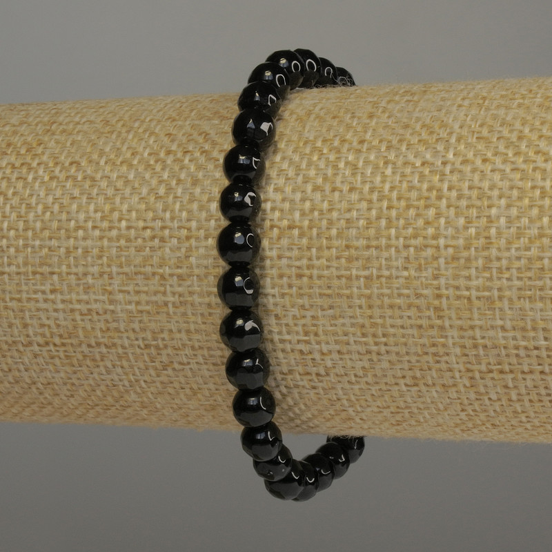 Bracelet en agate facettée, bille facettée, diamètre 6 mm ±, longueur 18 cm, élastique