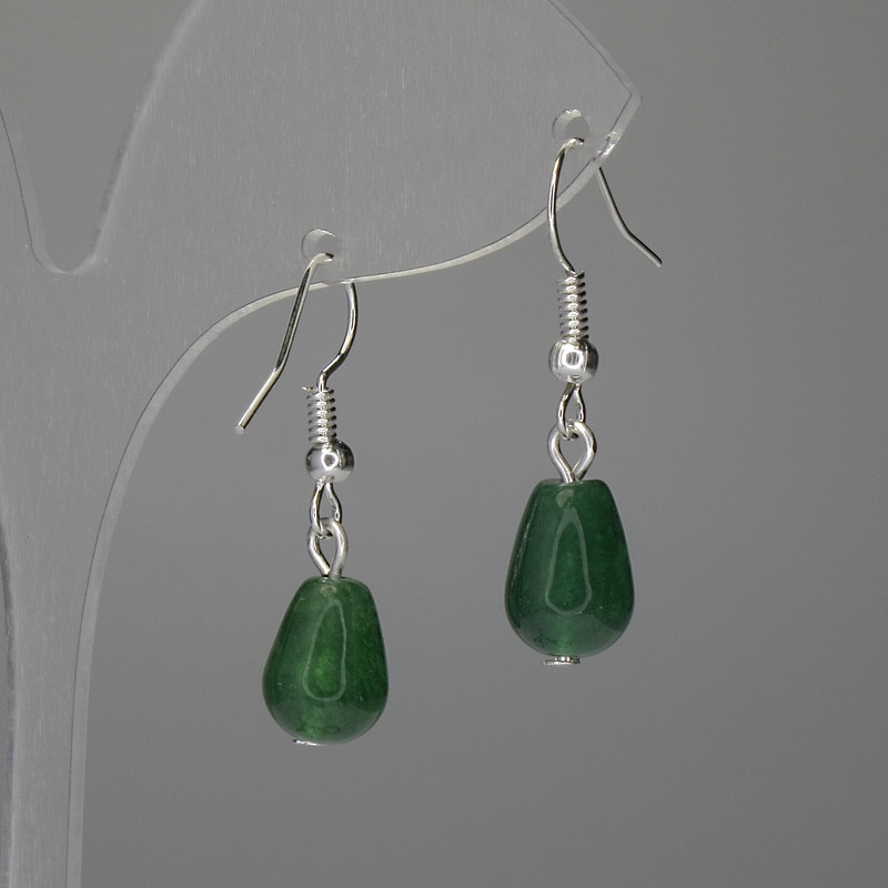 Boucles d'oreilles chrysoprase royale 12×8 mm ±, longueur ±30 mm