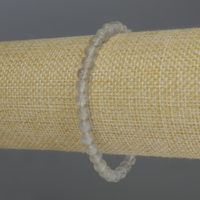 Bracelet en labradorite, perles lisses 5 mm, longueur 18 cm, élastique