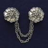 Broche-pression pour cardigans en métal argenté, diamètre 21 mm ±, chaîne, longueur 9 cm +