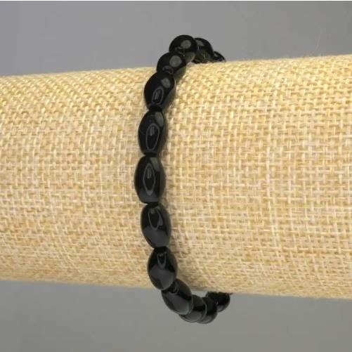 Bracelet en agate grain, diamètre 12×8 mm, longueur 18 cm, élastique