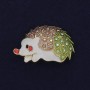 Broche Hérisson émaillé et strass couleur métal doré 39×29 mm+