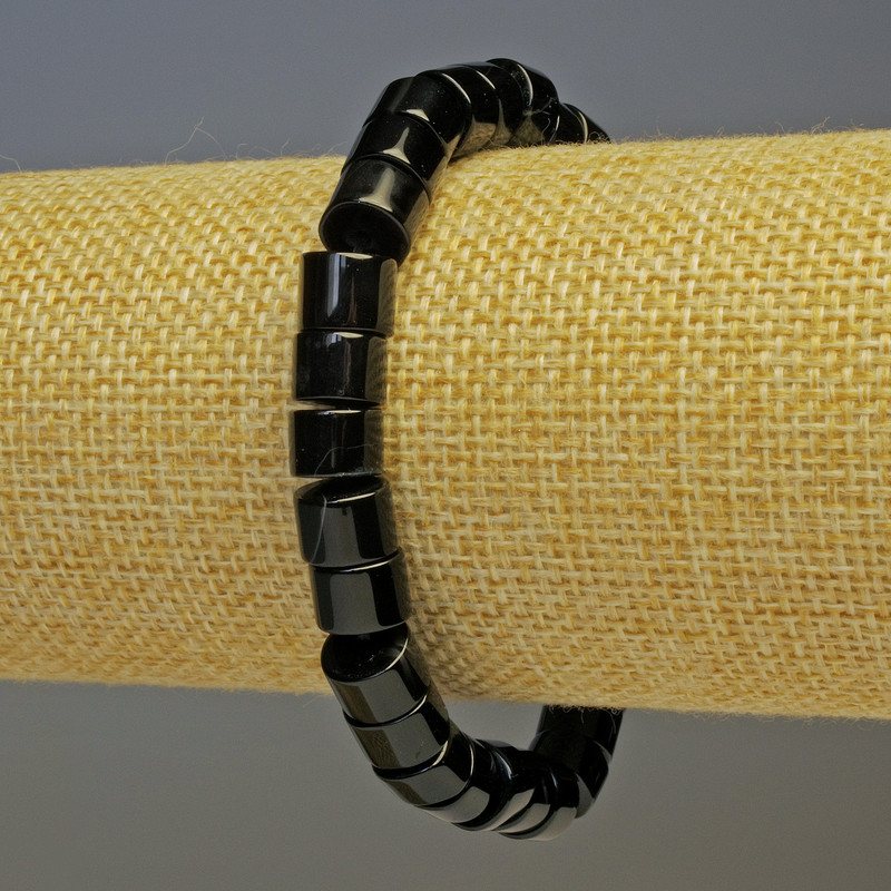 Bracelet en agate cylindrique, diamètre 8×5 mm, longueur 18 cm, élastique