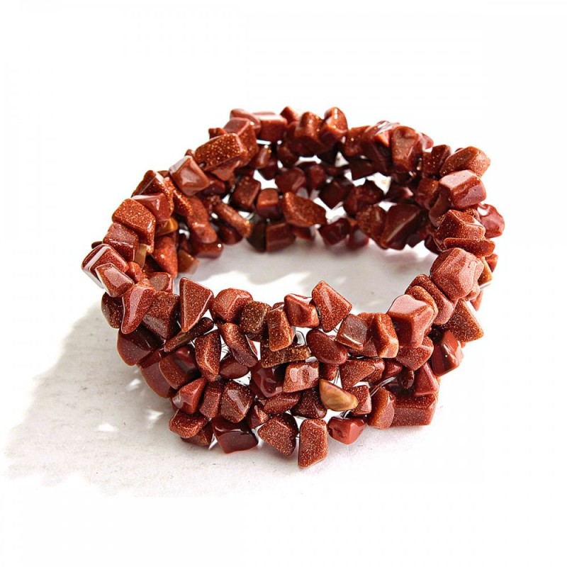 Bracelet élastique en aventurine synthétique «Sable doré» éclats de pierre