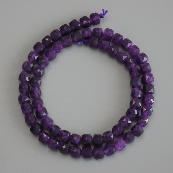 Perles de sugilite facettées en cube, diamètre 6x6 mm, longueur sur fil d'environ 37 cm
