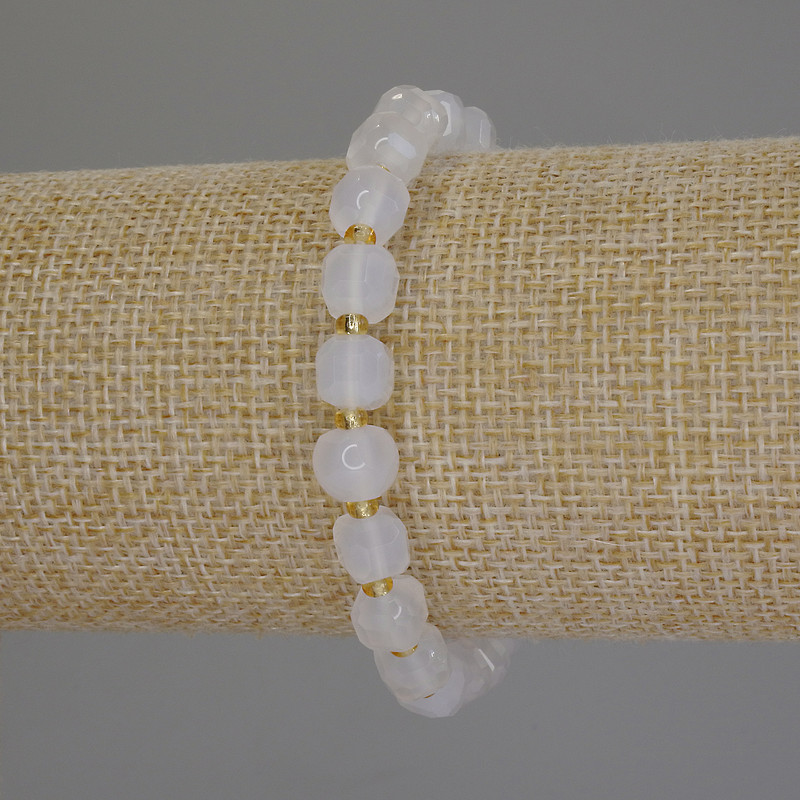 Bracelet en quartz blanc, cubes facettés, diamètre 7×7 mm, longueur 18 cm, élastique