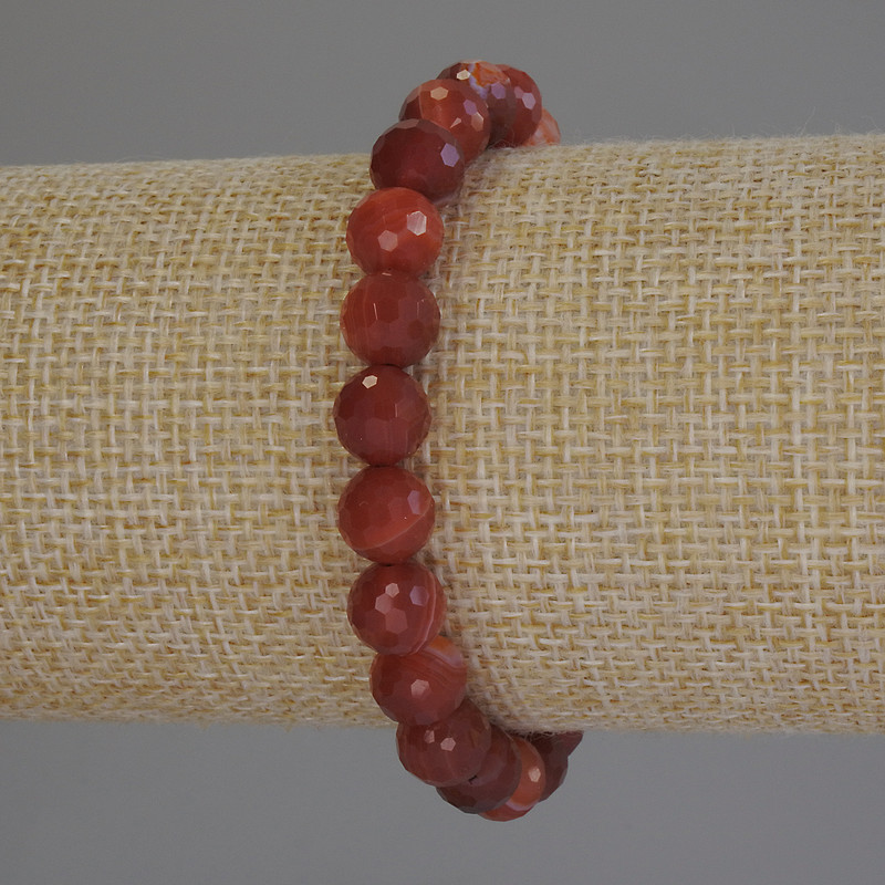 Bracelet en agate facettée, perles de 8 mm, longueur environ 18 cm, élastique