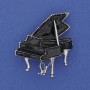 Broche Pianano émail noir métal argenté 36 × 30 mm +