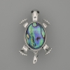 Broche-pendentif Tortue haliotite 52 × 35 mm ± éléments mobiles métal argenté