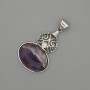 Pendentif cabochon en améthyste 50 × 28 mm, métal argenté