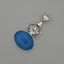 Pendentif cabochon en agate 50×28 mm, métal argenté