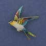 Broche-pendentif Oiseau émail coloré et métal doré 38×26 mm+