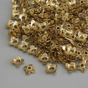 Capuchon doré pour perle 5 × 1 mm ±, trou de 1 mm ±, conditionnement 20 g (environ 160 pièces)