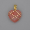 Pendentif cœur en calcédoine en tressage, 21 × 21 mm ±, diamètre 30 mm+