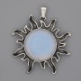 Pendentif Soleil pierre de lune 39 mm +/-, longueur 46 mm+