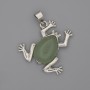 Pendentif grenouille en néphrite 29×28 mm ±, longueur 37 mm ±