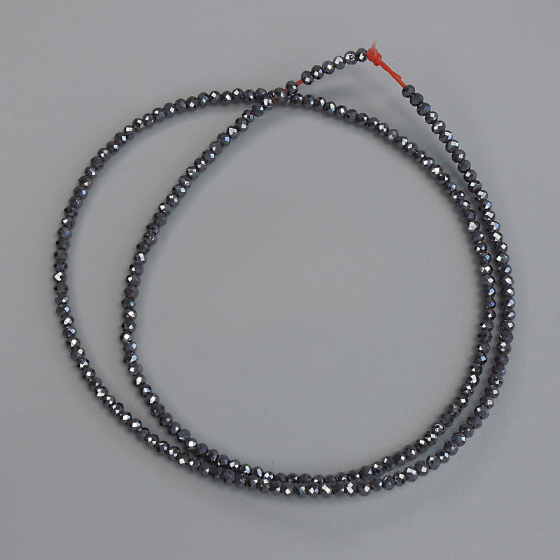 Perles d'hématite facettées rondes 2 mm sur fil, longueur environ 38 cm
