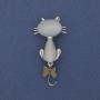 Broche-pendante Chat Œil de chat métal argenté 49×25 mm+