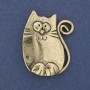 Broche-pendentif «Chat» en métal doré 37×29 mm+