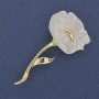 Broche fleur de pavot blanche nacrée – 63 × 32 mm ±, métal doré