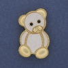 Broche-pendantif Ourson blanc nacré et métal doré 38 × 24 mm+
